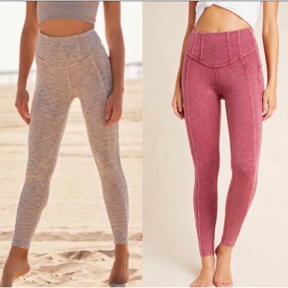 $142 Free People Movement Gray/Burgundy Hybrid Leggings Bundle ( S‎ )